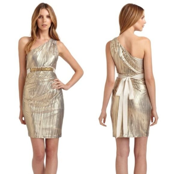 NEW Mark & James Badgley Mischka Metallic Dress - Picture 1 of 16